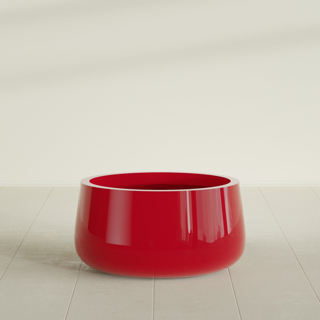 Short Hayden Medium Round Fiberglass Planter - 20 in x 20 in x 10 in - Gloss Red - Gloss Red,20 in x 20 in x 10 in