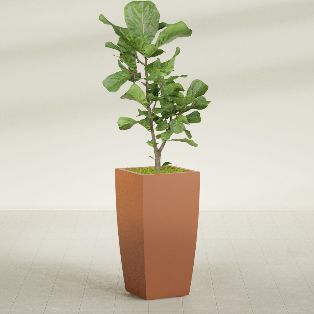 Toulan Large Tall Tapered Square Fiberglass Planter - 18 in x 18 in x 36 in - Matte Terracotta - Matte Terracotta,18 in x 18 in x 36 in
