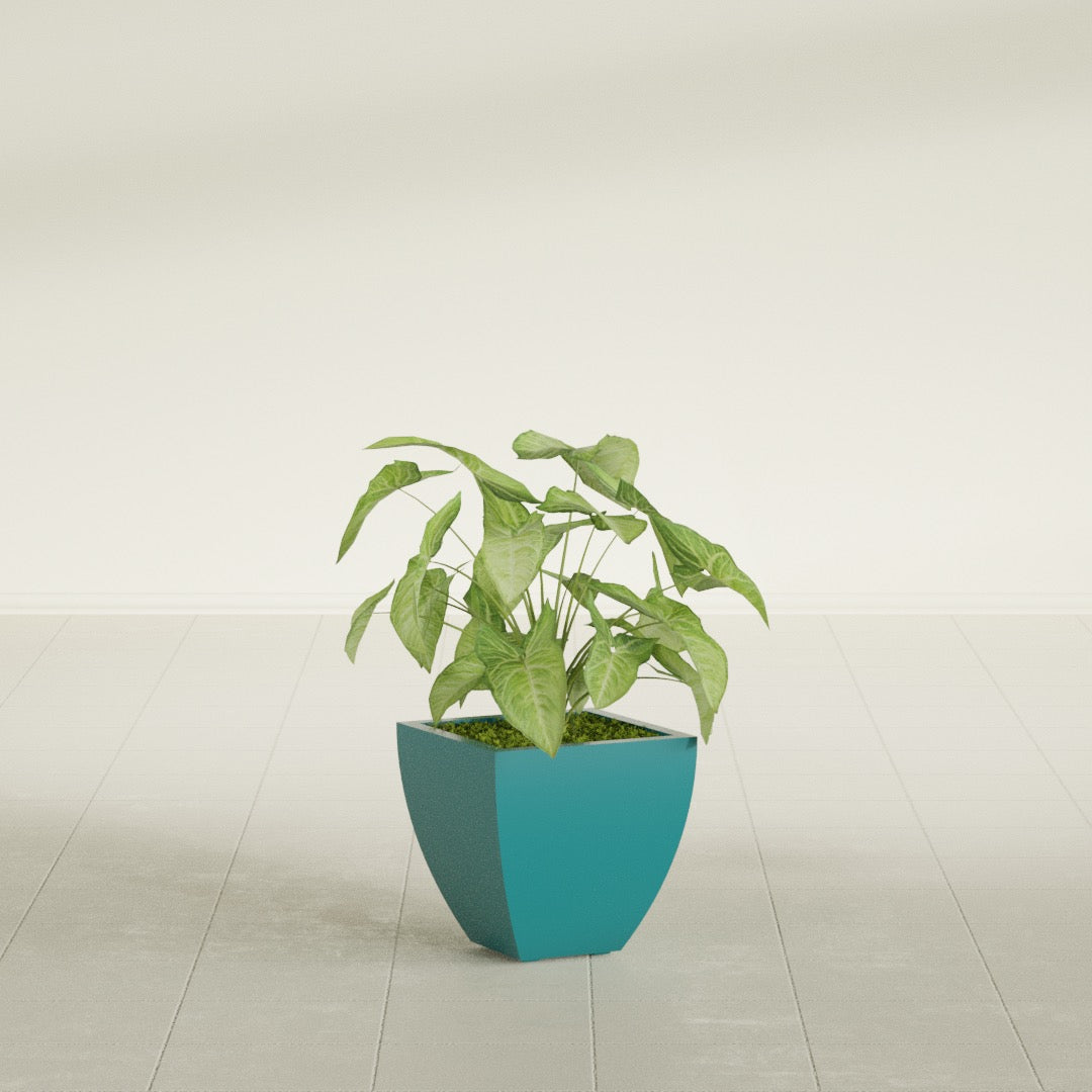 Lima Small Tapered Square Fiberglass Planter - 12 in x 12 in x 12 in - Satin Sea Foam - Satin Sea Foam,12 in x 12 in x 12 in