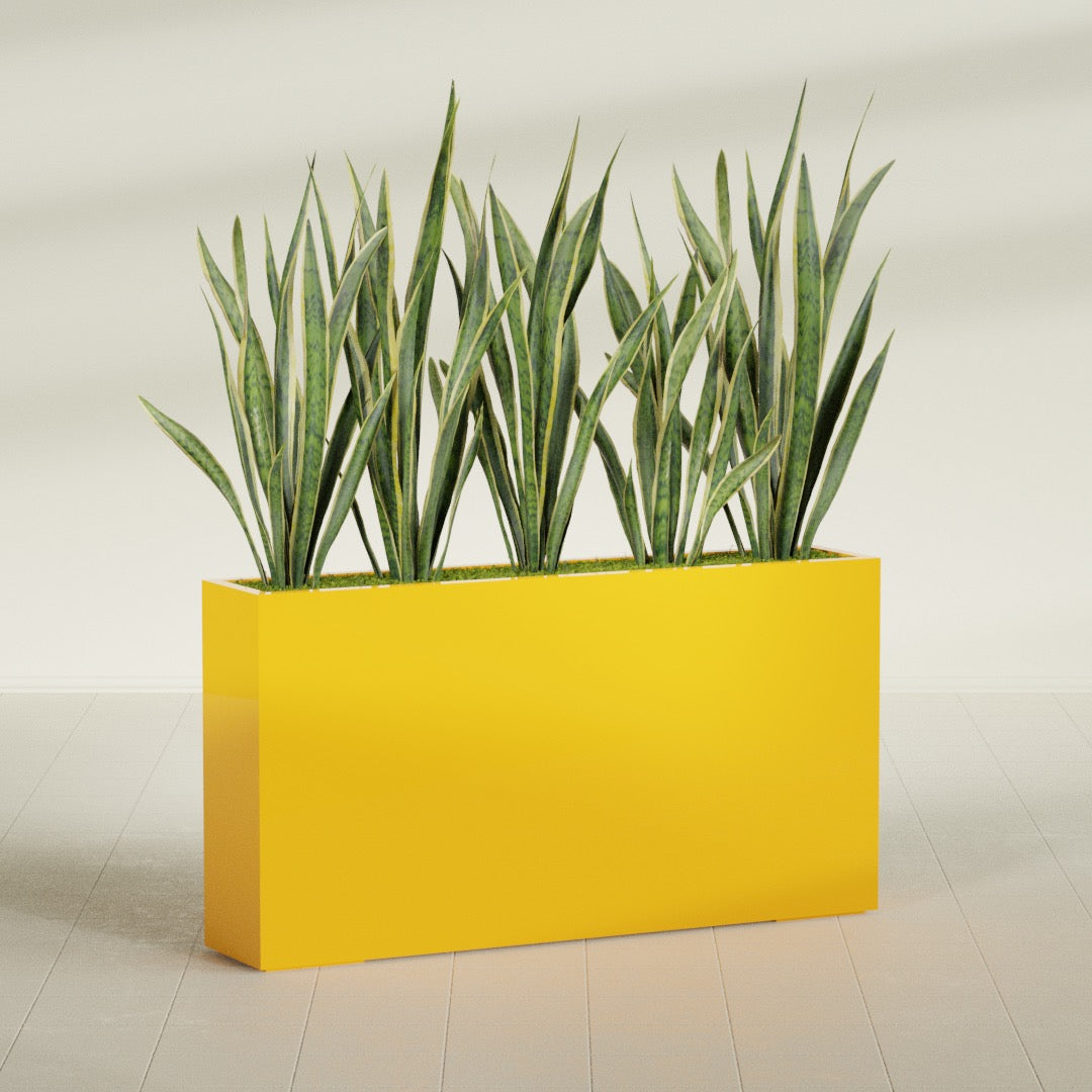 Delray Extra Large Long Rectangle Fiberglass Planter - 60 in x 12 in x 32 in - Gloss Saffron - Gloss Saffron,60 in x 12 in x 32 in