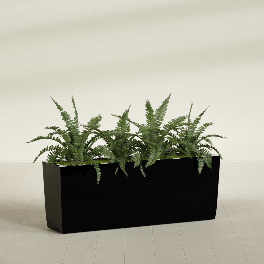 Panama Extra Large Long Rectangle Fiberglass Planter - 48 in x 12 in x 18 in - Gloss Black - Gloss Black,48 in x 12 in x 18 in