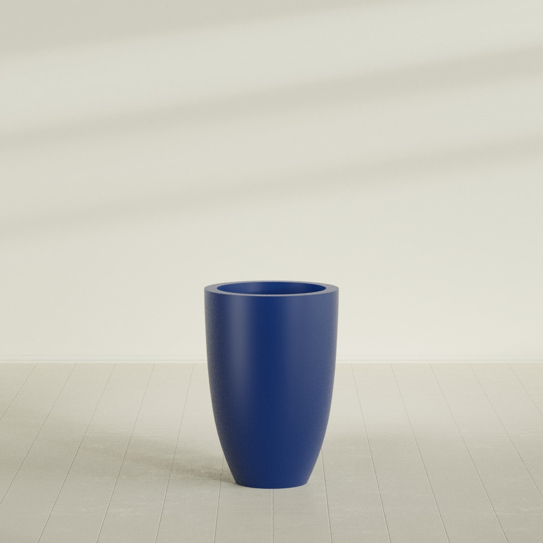 Brannan Large Round Fiberglass Planter - 24 in x 24 in x 35 in - Matte Cobalt Blue - Matte Cobalt Blue,24 in x 24 in x 35 in