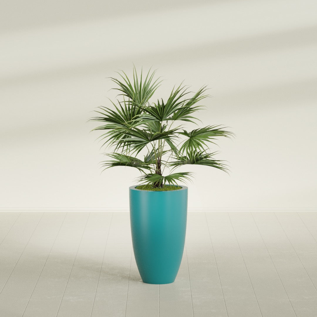 Brannan Medium Round Fiberglass Planter - 18 in x 18 in x 29 in - Satin Sea Foam - Satin Sea Foam,18 in x 18 in x 29 in
