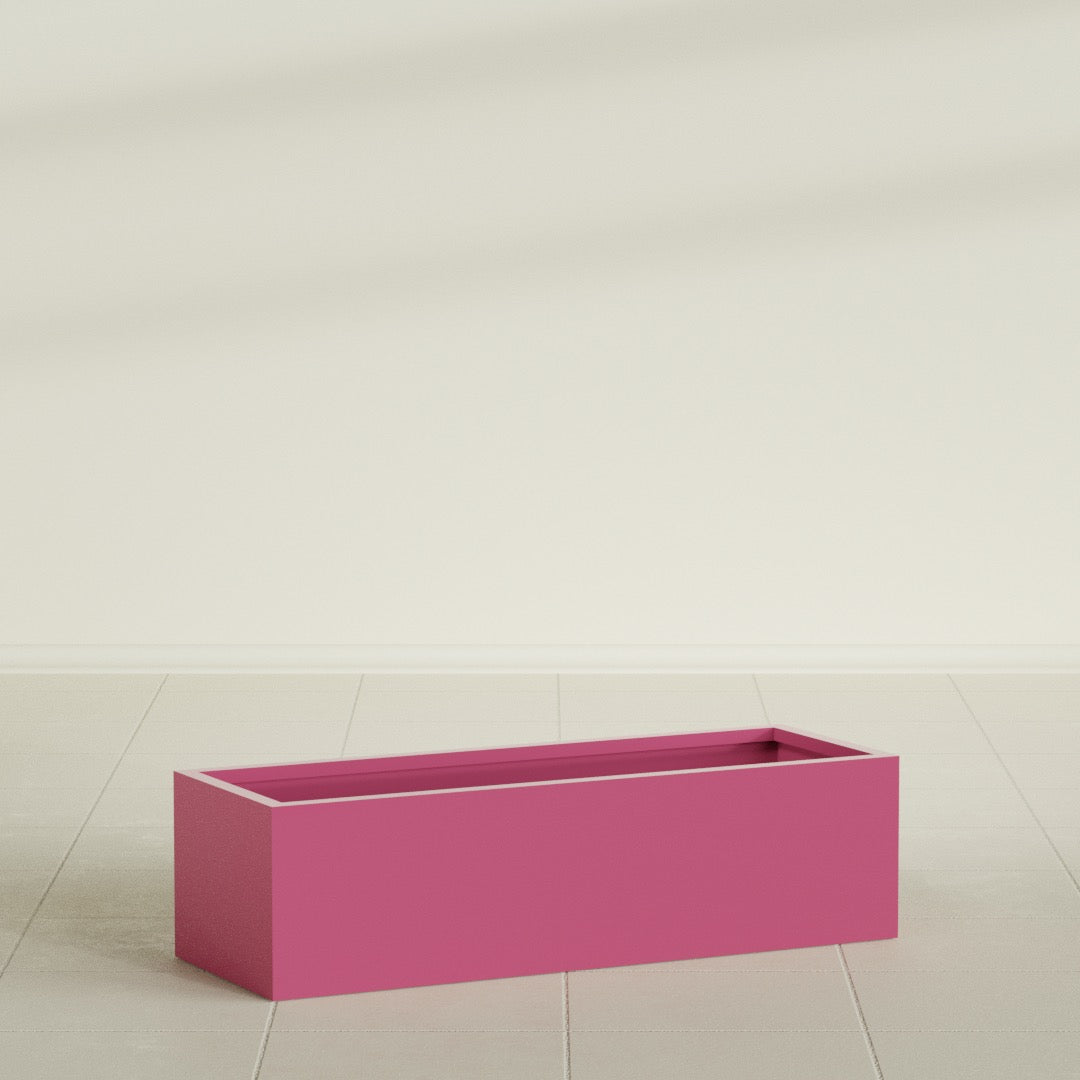 Reade Small Tabletop Rectangle Fiberglass Planter - 18 in x 6.5 in x 5 in - Gloss Pink Violet - Gloss Pink Violet,18.5 in x 6.5 in x 5 in