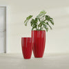 San Jose Large Tall Round Fluted Fiberglass Planter - 16 in x 16 in x 30 in - Gloss Red - Gloss Red,16 in x 16 in x 30 in
