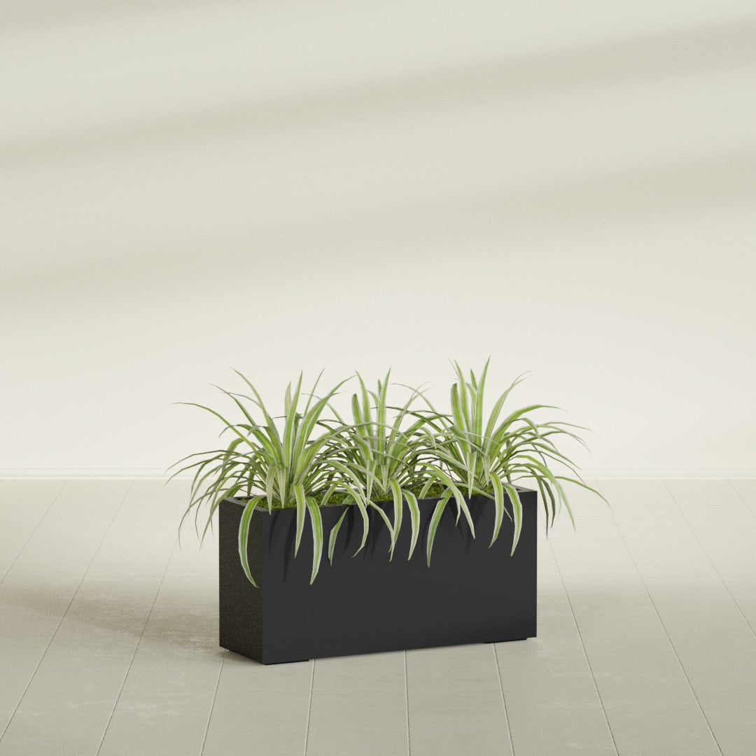 Hollywood Large Narrow Rectangle Fiberglass Planter - 36 in x 12 in x 24 in - Matte Black - Matte Black,36 in x 12 in x 24 in