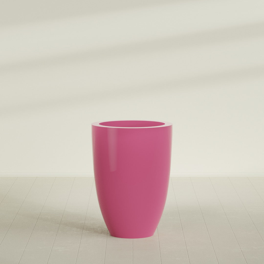 Brannan Large Round Fiberglass Planter - 30 in x 30 in x 41 in - Gloss Pink Violet - Gloss Pink Violet,30 in x 30 in x 41 in