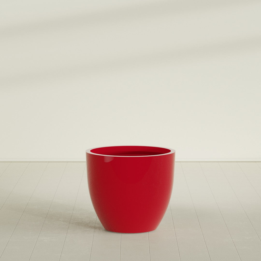 Wannsee Large Round Fiberglass Planter - 39 in x 39 in x 34 in - Gloss Red - Gloss Red,39 in x 39 in x 34 in
