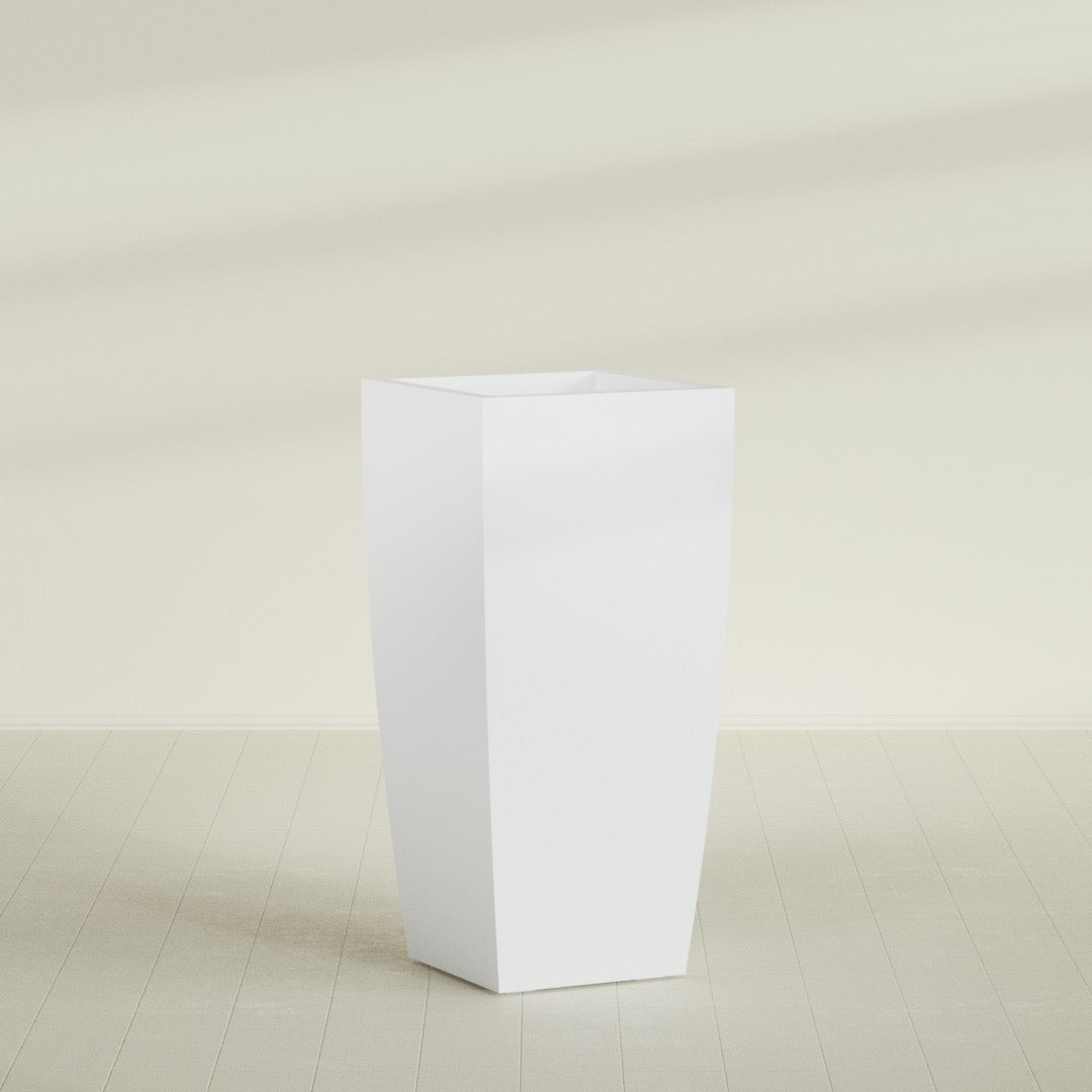 Toulan Extra Large Tall Tapered Square Fiberglass Planter - 28 in x 28 in x 60 in - Gloss White - Gloss White,28 in x 28 in x 60 in