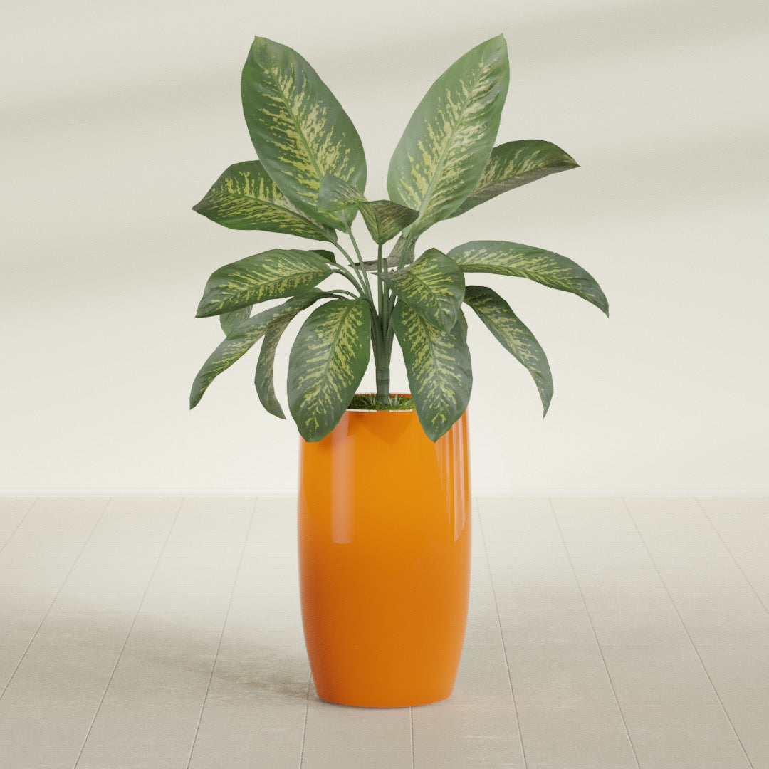 Lisbon Large Round Fiberglass Planter - 18 in x 18 in x 32 in - Gloss Tangerine - Gloss Tangerine,18 in x 18 in x 32 in