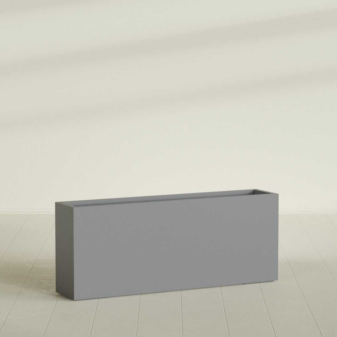 Hollywood Extra Large Narrow Rectangle Fiberglass Planter - 60 in x 12 in x 24 in - Metallic Gunmetal - Metallic Gunmetal,60 in x 12 in x 24 in