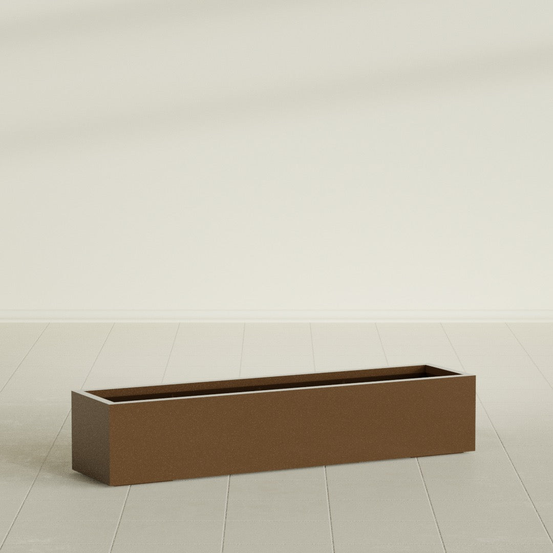 Cuba Extra Large Long Rectangle Fiberglass Planter - 60 in x 14 in x 12 in - Metallic Bronze - Metallic Bronze,60 in x 14 in x 12 in