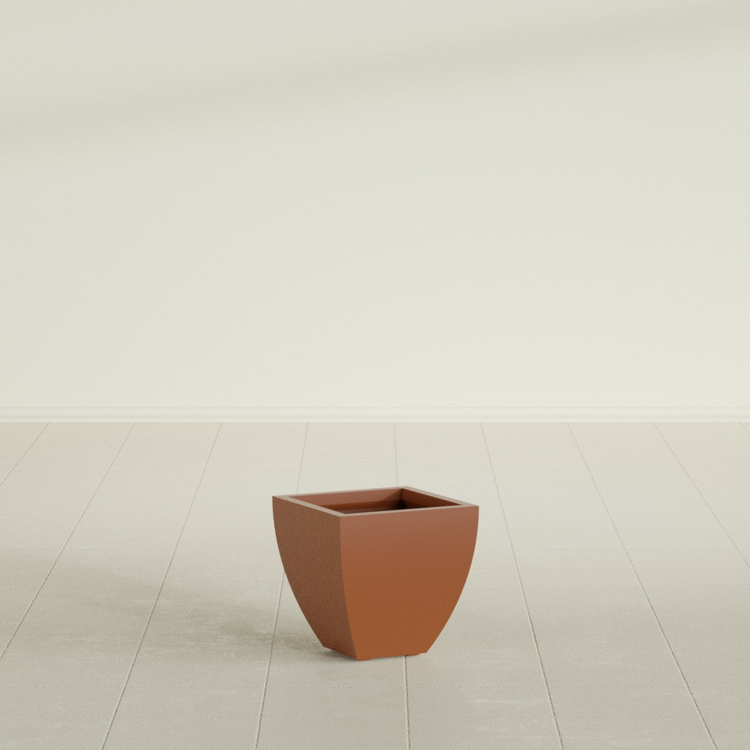 Lima Small Tapered Square Fiberglass Planter - 12 in x 12 in x 12 in - Matte Terracotta - Matte Terracotta,12 in x 12 in x 12 in
