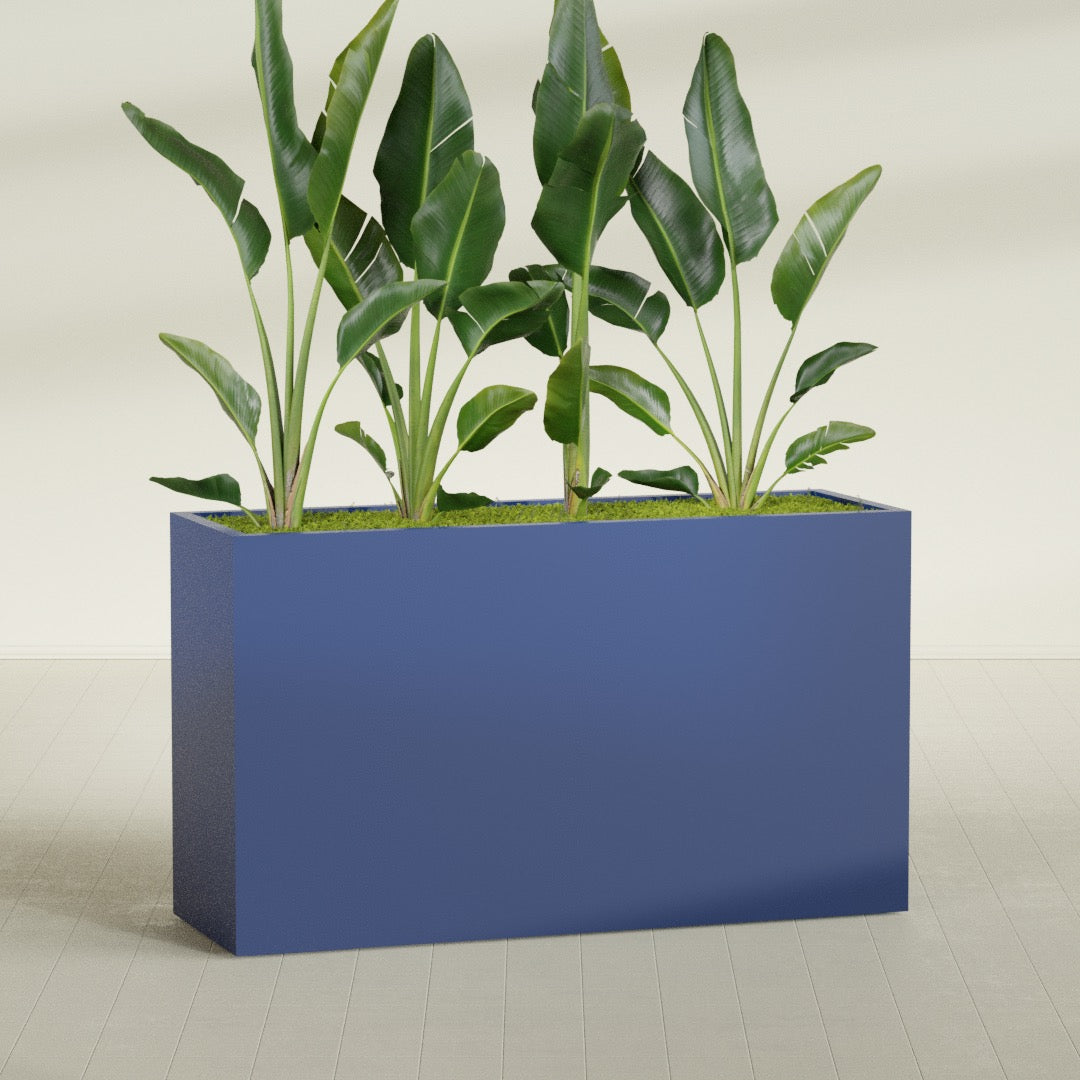 Darwin Extra Large Long Rectangle Fiberglass Planter - 72 in x 24 in x 42 in - Matte Cobalt Blue - Matte Cobalt Blue,72 in x 24 in x 42 in
