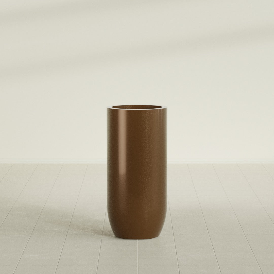 Saint Tropez Large Tall Round Fiberglass Planter - 20 in x 20 in x 43 in - Metallic Bronze - Metallic Bronze,20 in x 20 in x 43 in