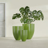 Alicante Medium Round Fiberglass Planter - 22 in x 22 in x 27 in - Satin Green - Satin Green,22 in x 22 in x 27 in