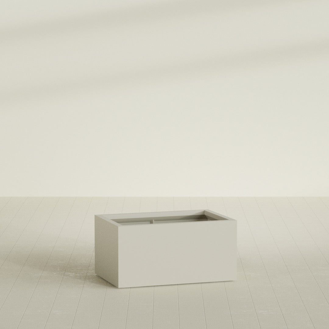 Torino Large Wide Rectangle Fiberglass Planter - 36 in x 24 in x 18 in - Satin Beige - Satin Beige,36 in x 24 in x 18 in