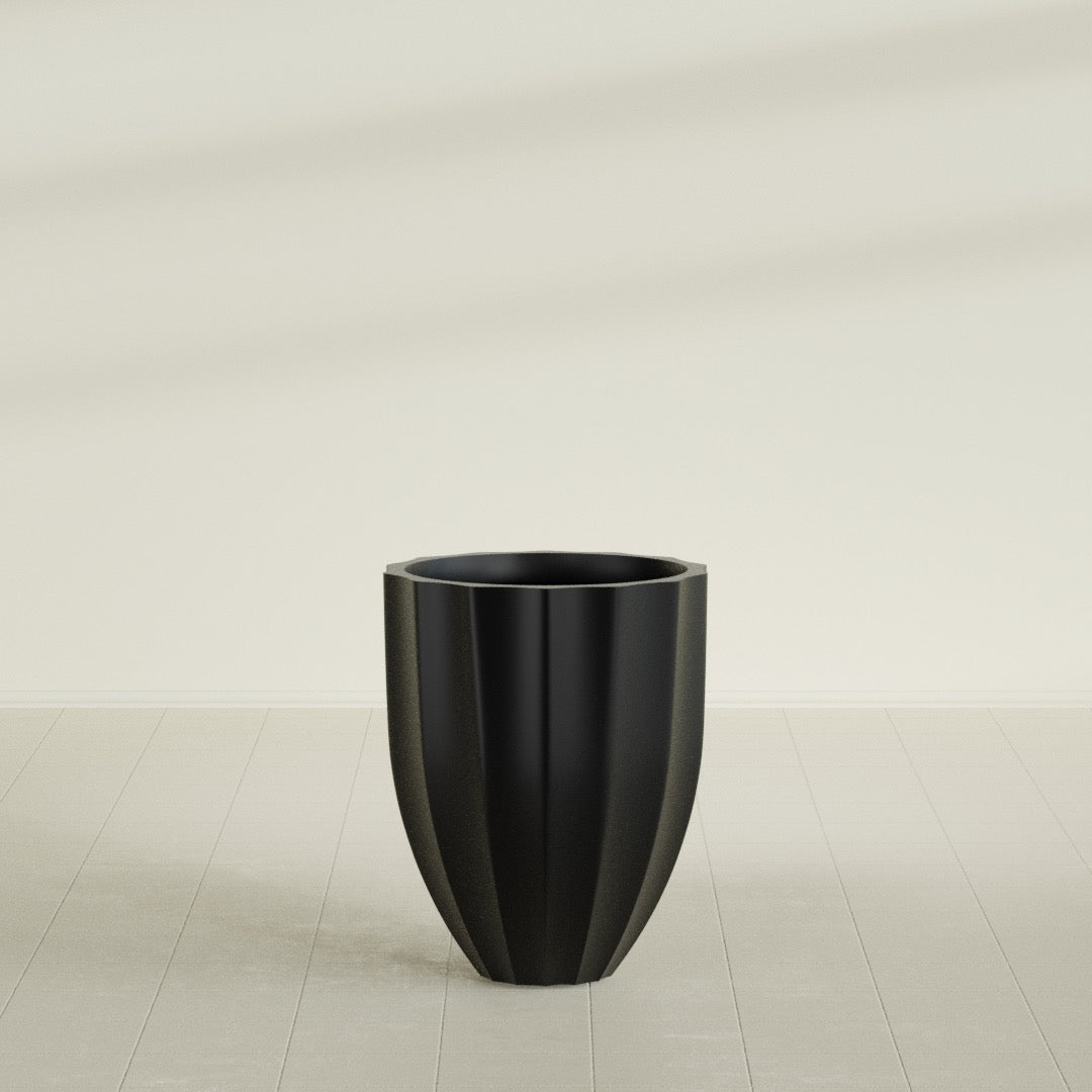 Alicante Medium Round Fiberglass Planter - 22 in x 22 in x 27 in - Matte Black - Matte Black,22 in x 22 in x 27 in