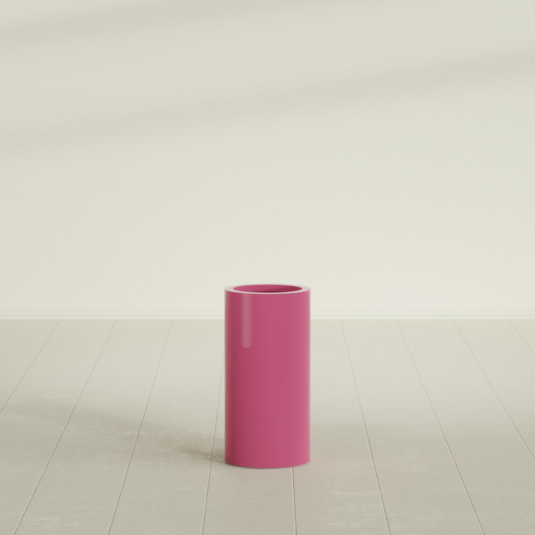 Corry Medium Tall Cylinder Fiberglass Planter - 10 in x 10 in x 20 in - Gloss Pink Violet - Gloss Pink Violet,10 in x 10 in x 20 in