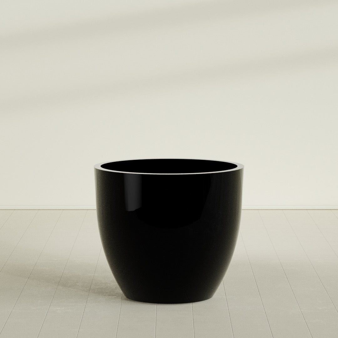 Wannsee Extra Large Round Fiberglass Planter - 50 in x 50 in x 44 in - Gloss Black - Gloss Black,50 in x 50 in x 44 in