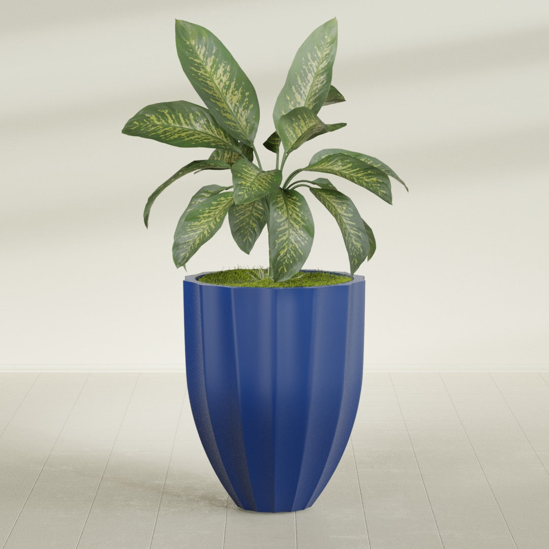 Alicante Medium Round Fiberglass Planter - 26 in x 26 in x 32 in - Matte Cobalt Blue - Matte Cobalt Blue,26 in x 26 in x 32 in