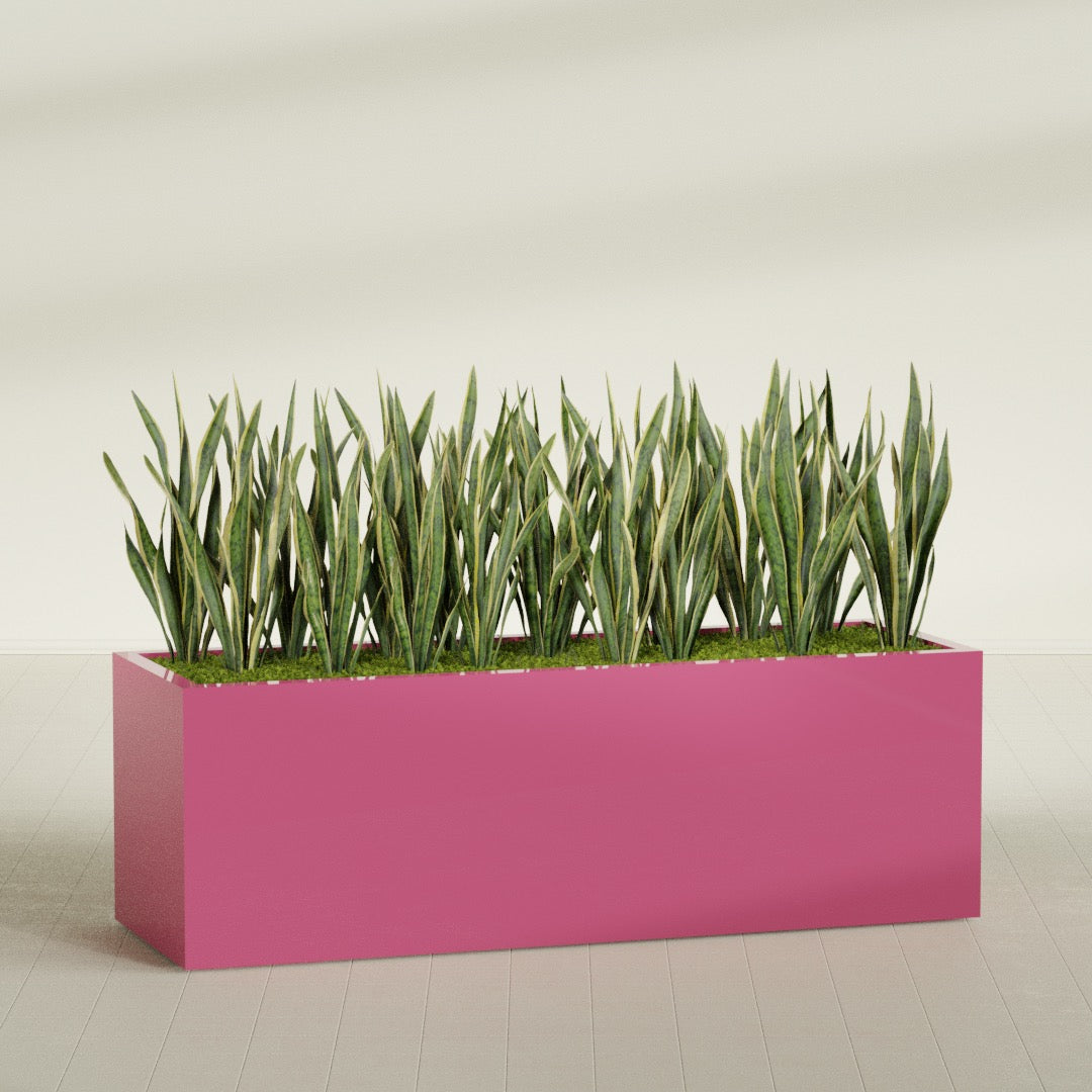 Granada Extra Large Long Rectangle Fiberglass Planter - 72 in x 24 in x 24 in - Gloss Pink Violet - Gloss Pink Violet,72 in x 24 in x 24 in