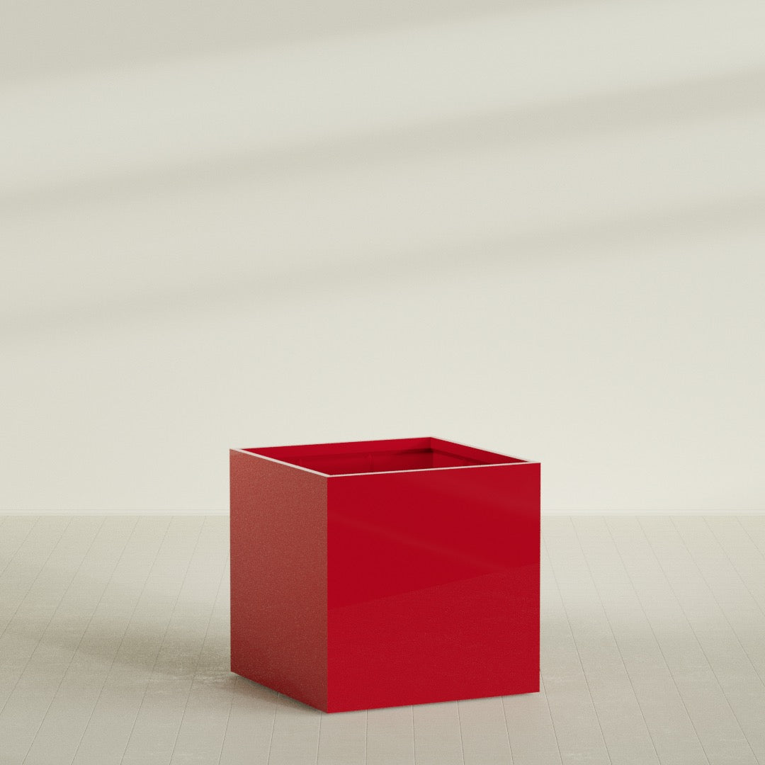 Montroy Extra Large Cube Square Fiberglass Planter - 48 in x 48 in x 48 in - Gloss Red - Gloss Red,48 in x 48 in x 48 in