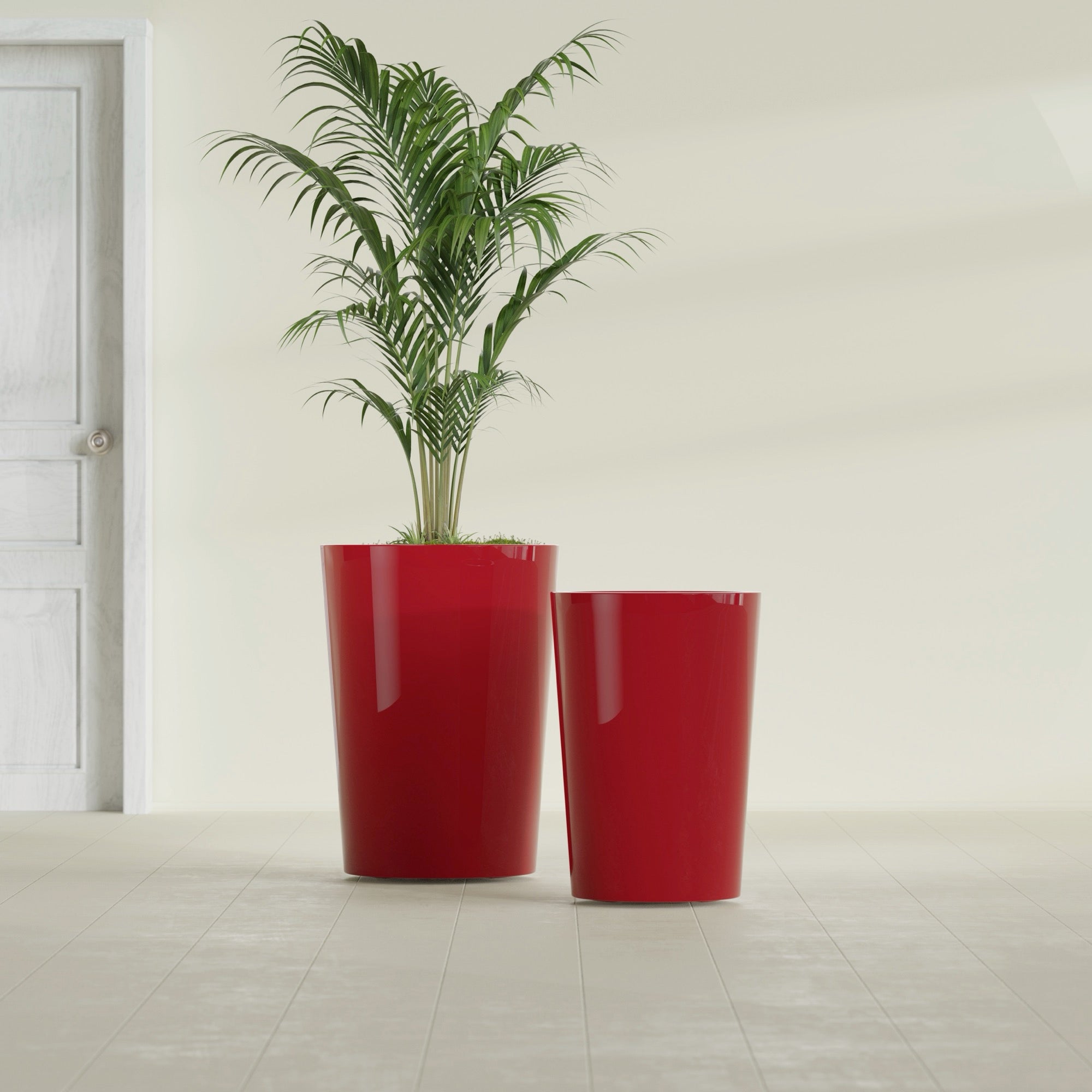 Tegel Large Round Fiberglass Planter - 22 in x 22 in x 30 in - Gloss Red - Gloss Red,22 in x 22 in x 30 in