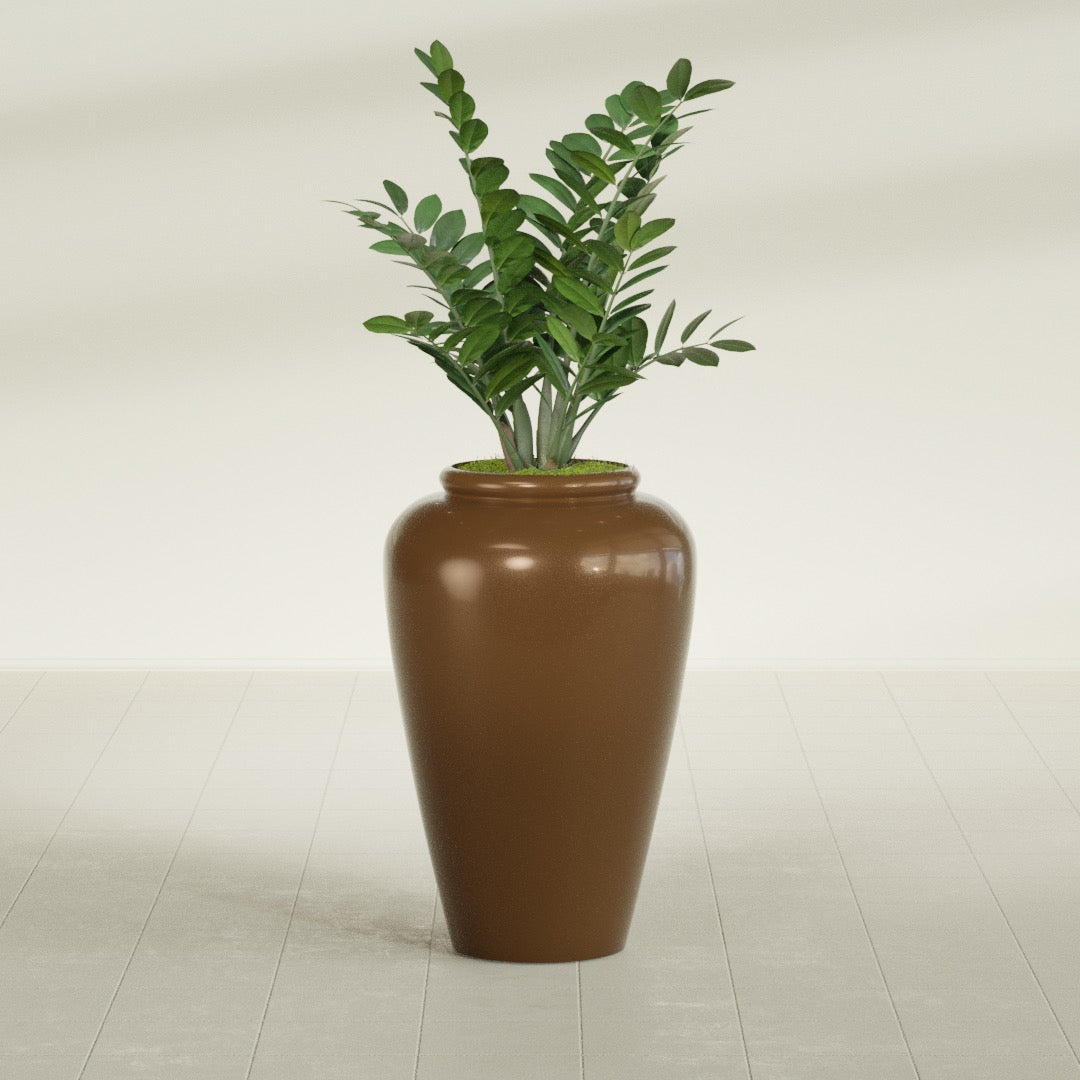 Bara Jar Large Round Fiberglass Planter - 20 in x 20 in x 31 in - Metallic Bronze - Metallic Bronze,20 in x 20 in x 32 in