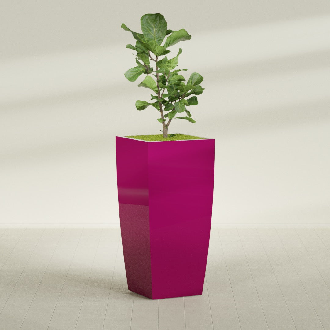 Toulan Extra Large Tall Tapered Square Fiberglass Planter - 28 in x 28 in x 60 in - Gloss Eggplant - Gloss Eggplant,28 in x 28 in x 60 in
