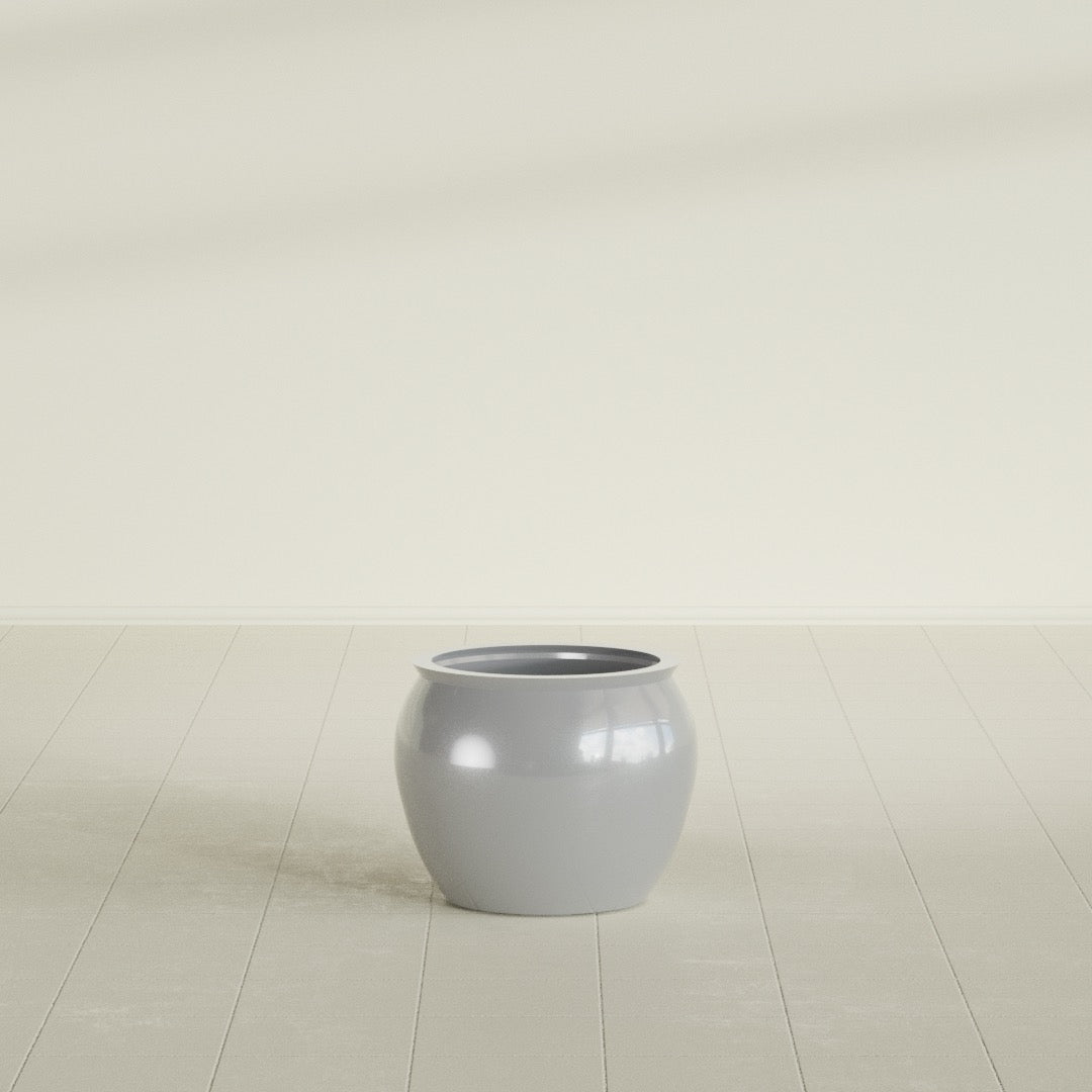 Fishbowl Small Round Fiberglass Planter - 16 in x 16 in x 14 in - Metallic Silver - Metallic Silver,16 in x 16 in x 14 in