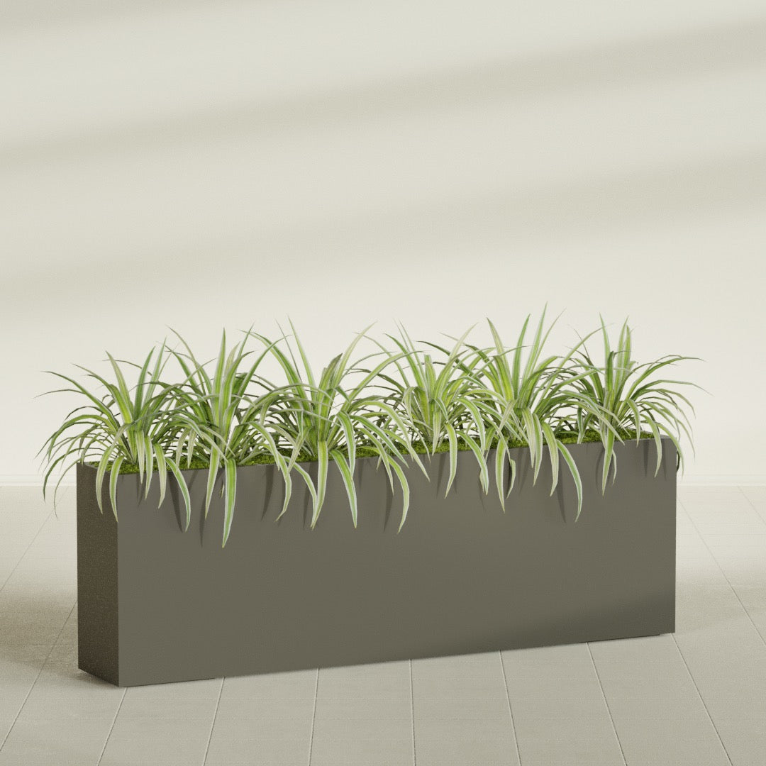 Hollywood Extra Large Narrow Rectangle Fiberglass Planter - 72 in x 12 in x 24 in - Matte Bronze - Matte Bronze,72 in x 12 in x 24 in