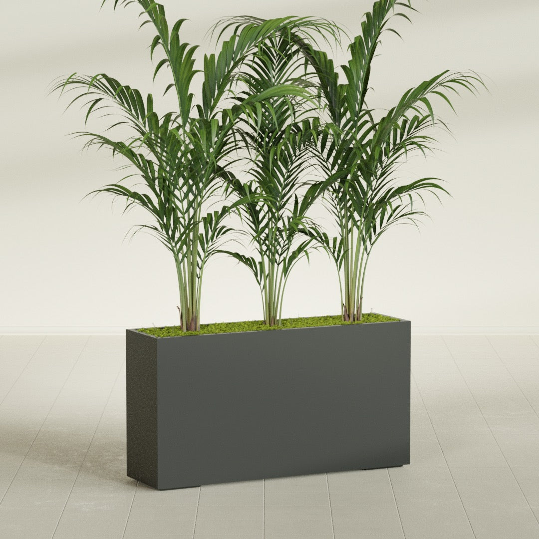 Potsdam Extra Large Long Rectangle Fiberglass Planter - 60 in x 16 in x 32 in - Matte Charcoal - Matte Charcoal,60 in x 16 in x 32 in