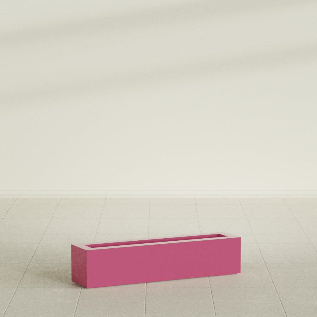 Salon Large Tall Rectangle Fiberglass Planter - 36 in x 8 in x 8 in - Gloss Pink Violet - Gloss Pink Violet,36 in x 8 in x 8 in
