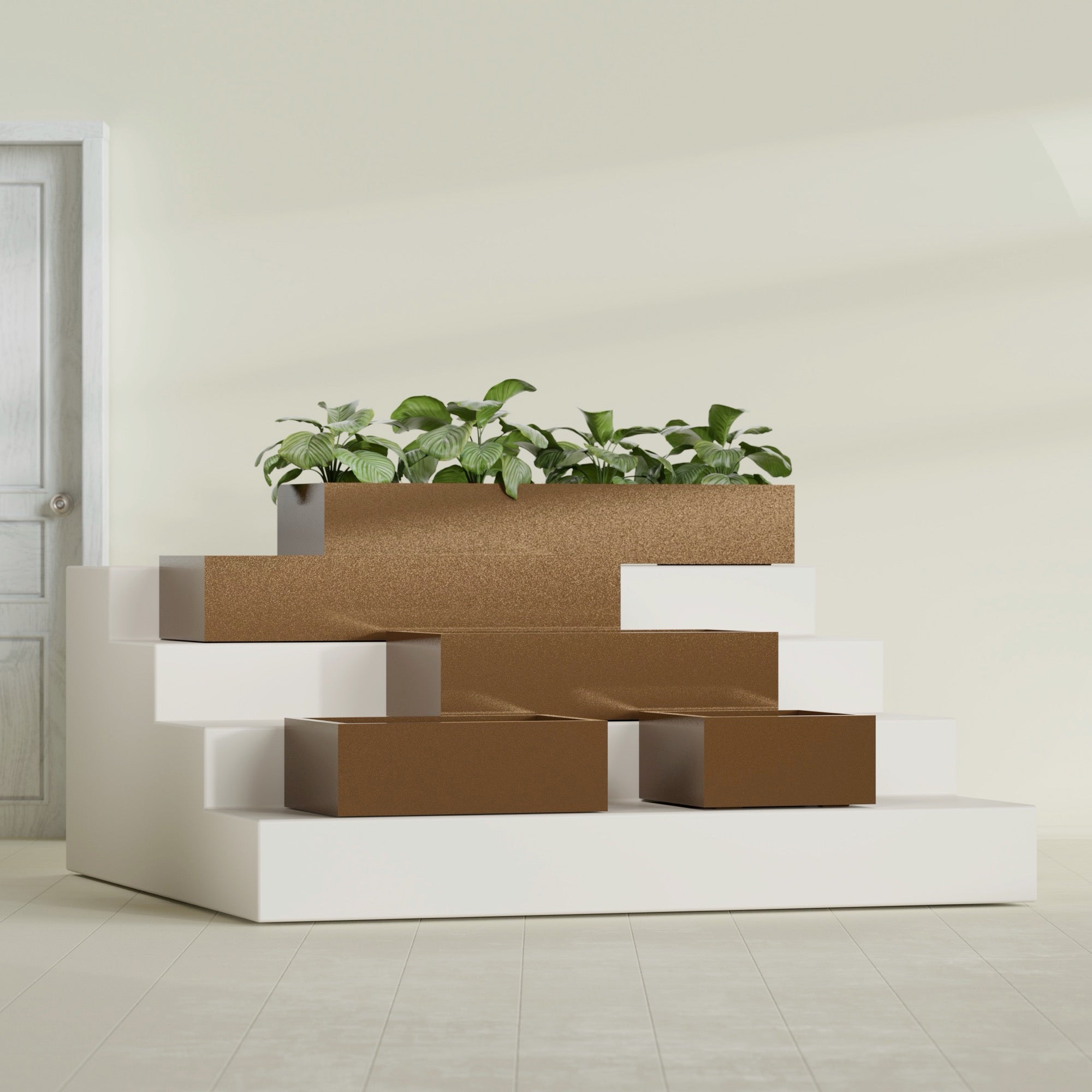 Antwerp Extra Large Long Rectangle Fiberglass Planter - 60 in x 24 in x 12 in - Metallic Bronze - Metallic Bronze,60 in x 24 in x 12 in