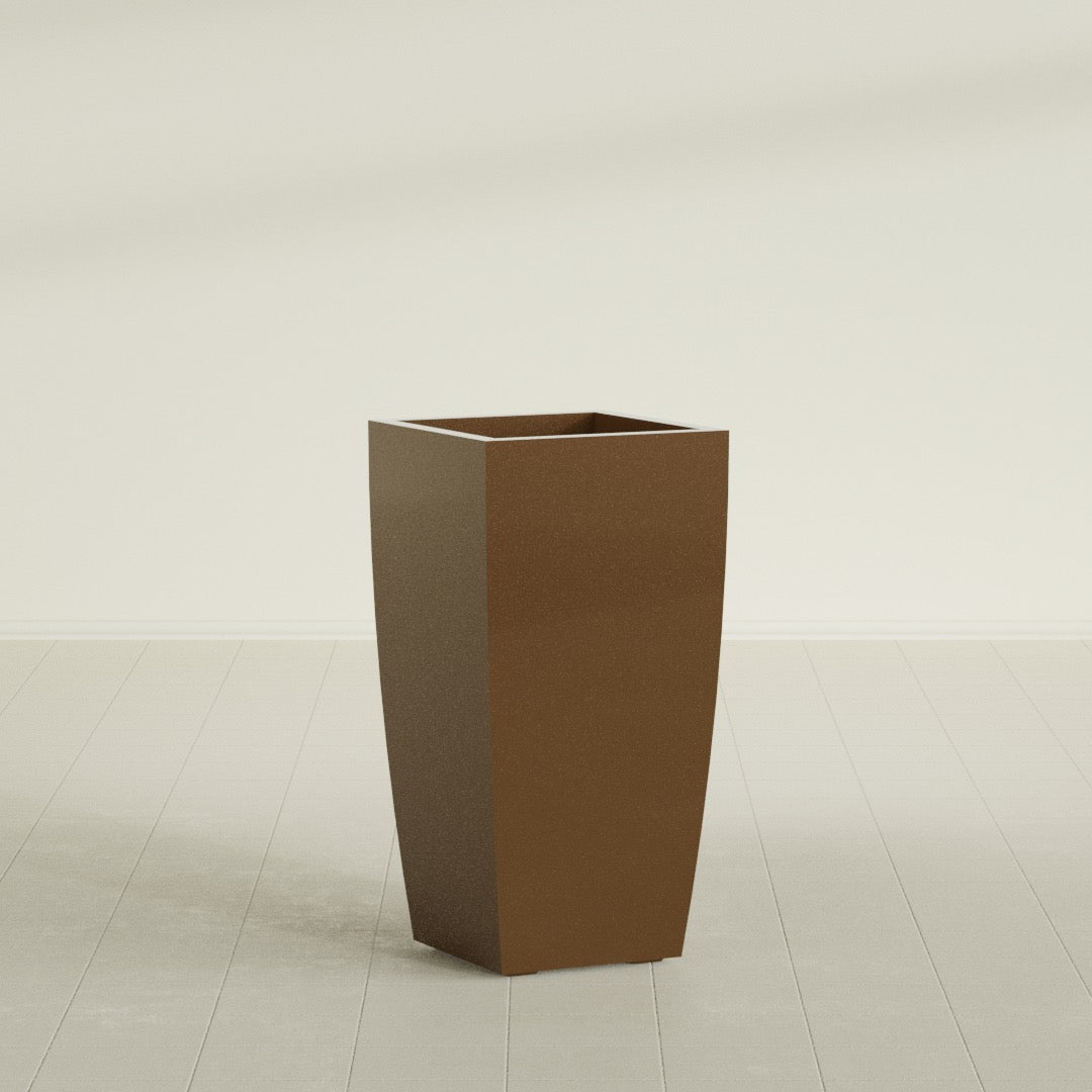 Toulan Large Tall Tapered Square Fiberglass Planter - 18 in x 18 in x 36 in - Metallic Bronze - Metallic Bronze,18 in x 18 in x 36 in