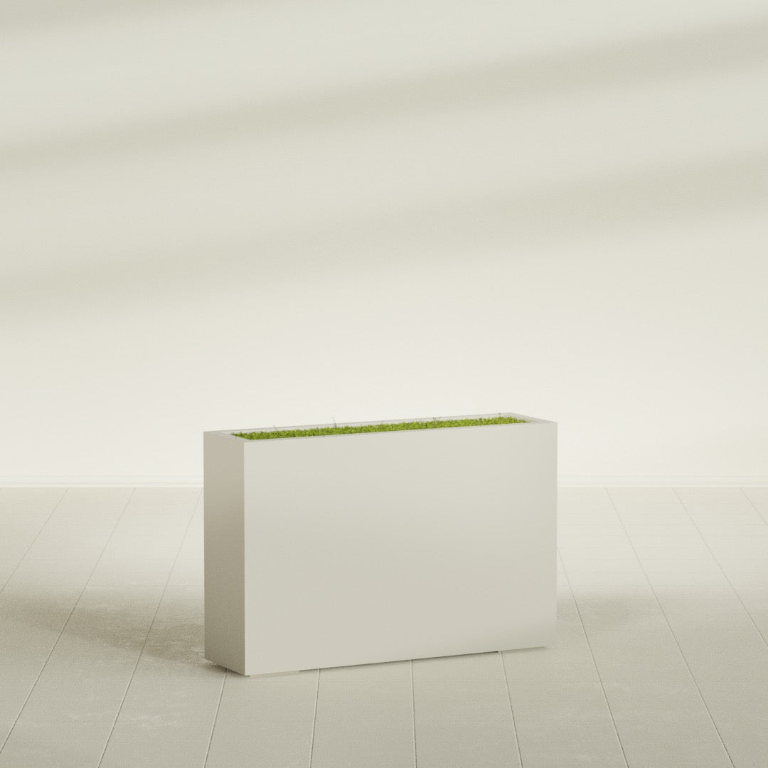 Milano Large Narrow Rectangle Fiberglass Planter - 36 in x 10 in x 24 in - Satin Beige - Satin Beige,36 in x 10 in x 24 in