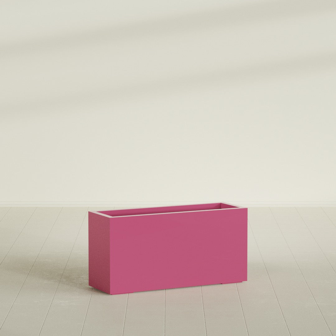 Miami Large Narrow Rectangle Fiberglass Planter - 36 in x 12 in x 18 in - Gloss Pink Violet - Gloss Pink Violet,36 in x 12 in x 18 in