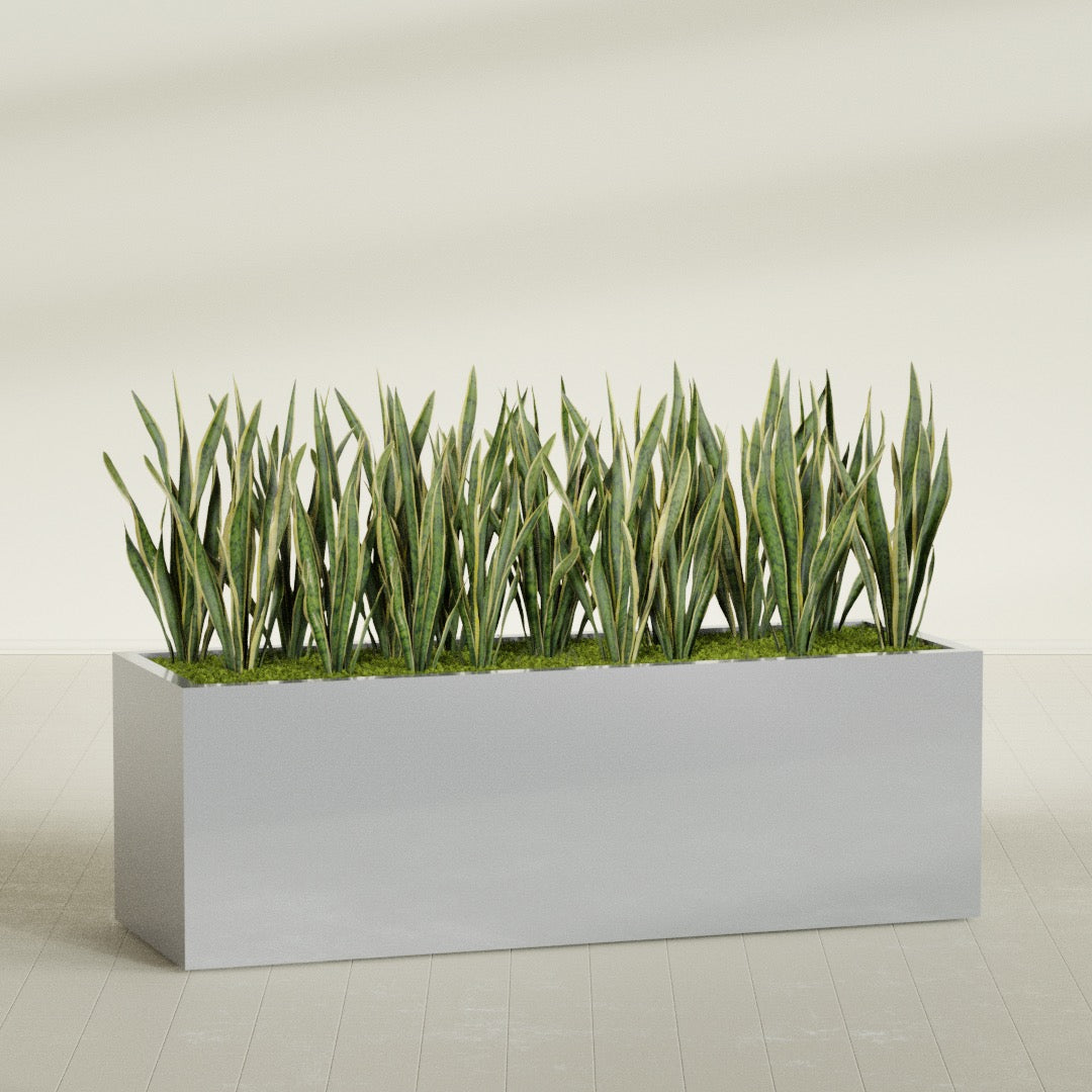 Granada Extra Large Long Rectangle Fiberglass Planter - 72 in x 24 in x 24 in - Metallic Silver - Metallic Silver,72 in x 24 in x 24 in