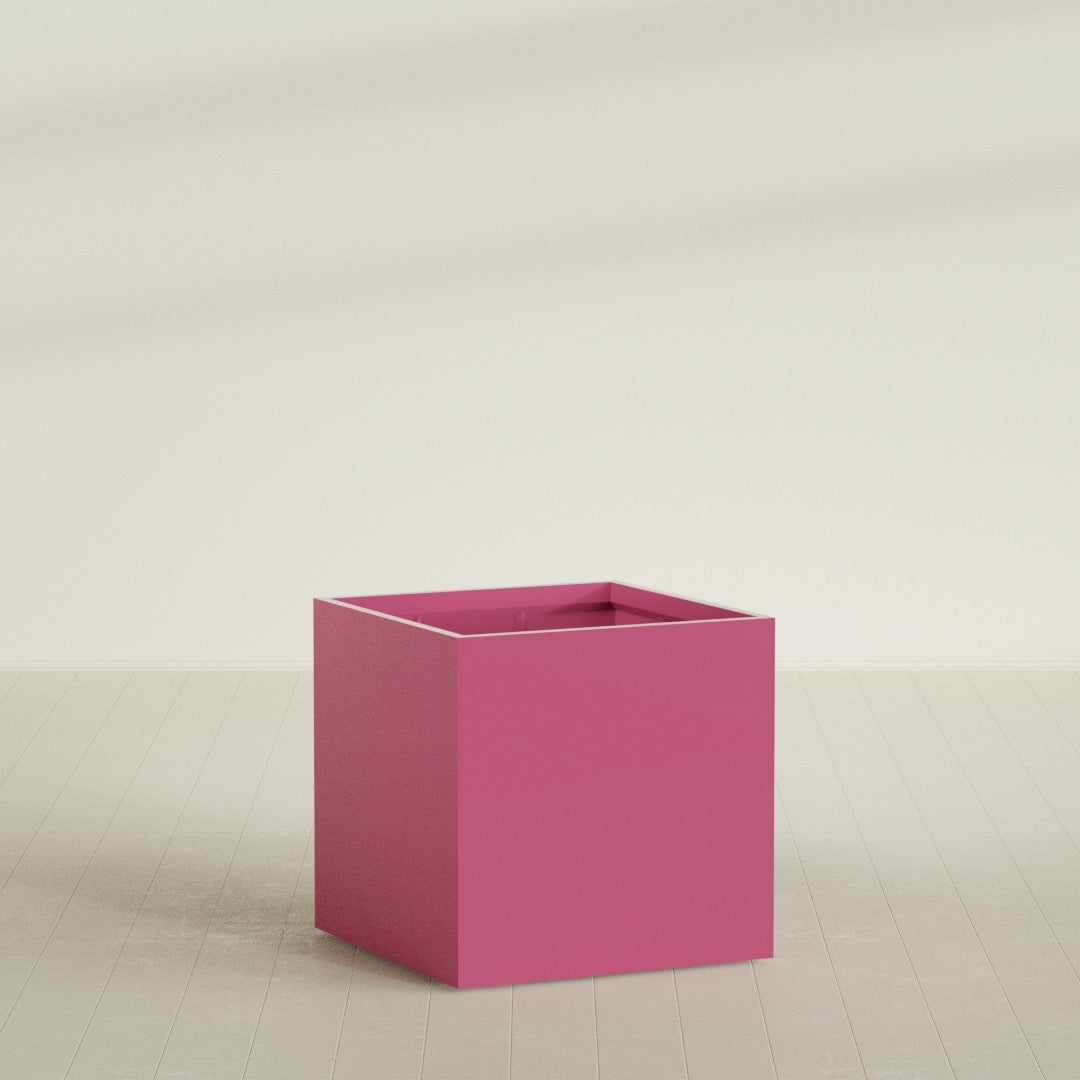 Montroy Large Cube Square Fiberglass Planter - 40 in x 40 in x 40 in - Gloss Pink Violet - Gloss Pink Violet,40 in x 40 in x 40 in