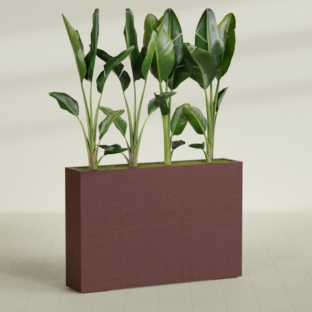 10"-Wide Rectangle - 48in x 10in x 32in - Weathered Steel - Rust - Weathered Steel - Rust,48 in x 10 in x 32 in