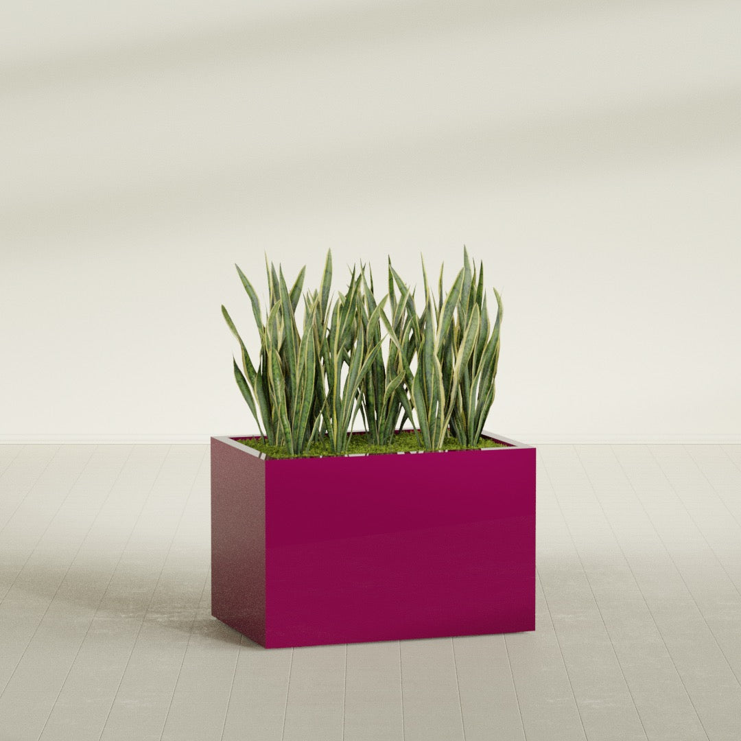 Granada Large Rectangle Fiberglass Planter - 36 in x 24 in x 24 in - Gloss Eggplant - Gloss Eggplant,36 in x 24 in x 24 in