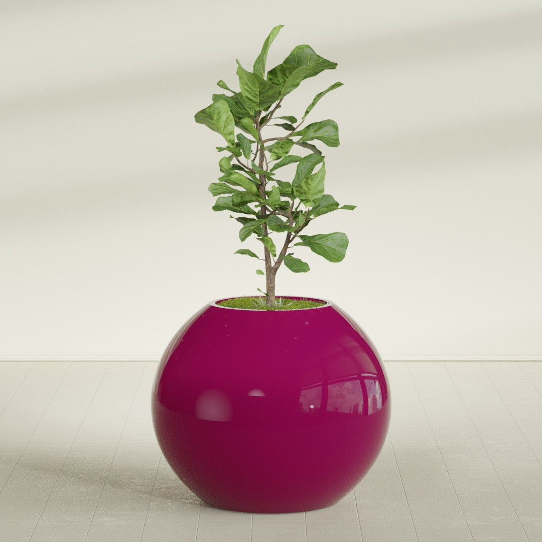 Globe Large Sphere Fiberglass Planter - 36 in x 36 in x 30 in - Gloss Eggplant - Gloss Eggplant,36 in x 36 in x 30 in