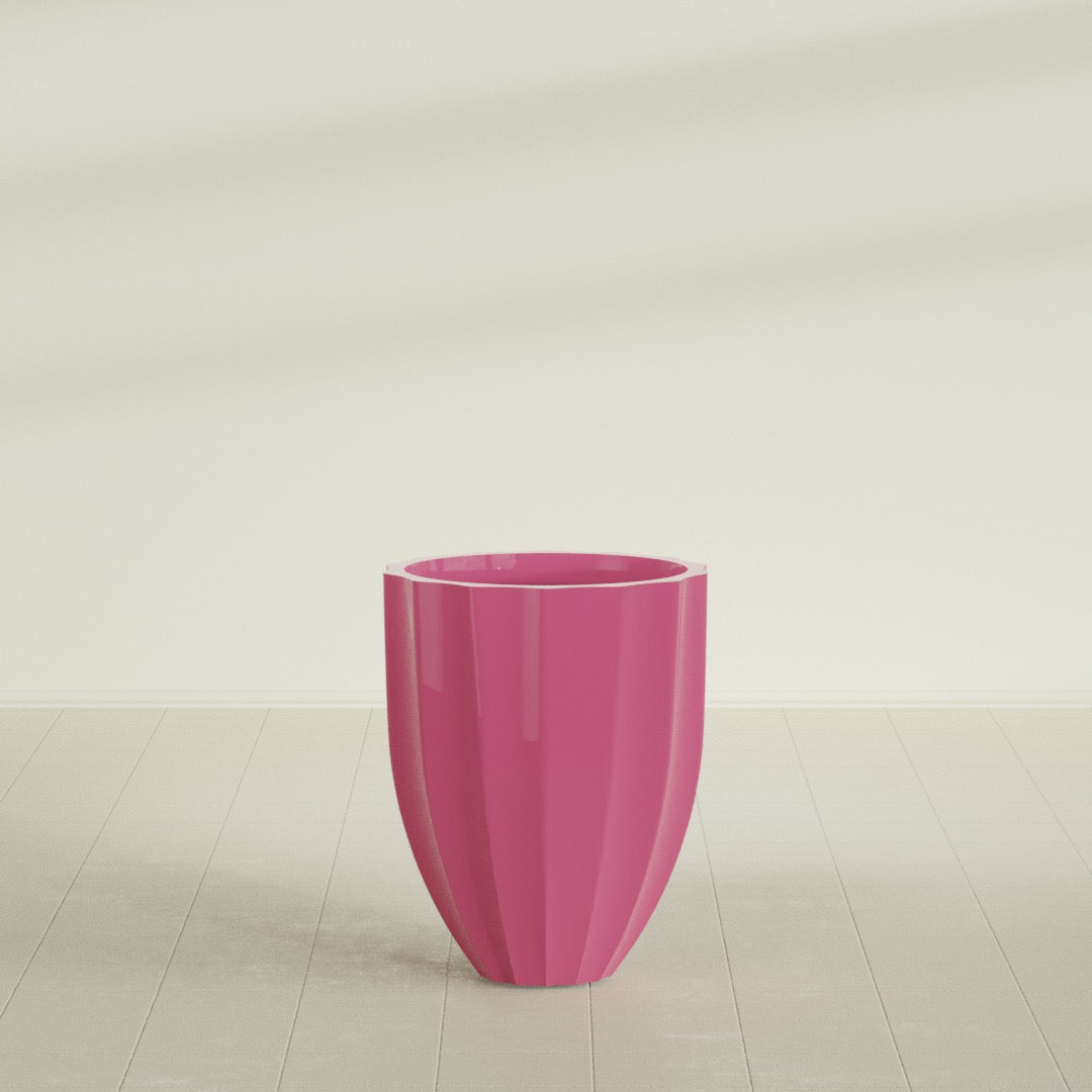 Alicante Medium Round Fiberglass Planter - 22 in x 22 in x 27 in - Gloss Pink Violet - Gloss Pink Violet,22 in x 22 in x 27 in