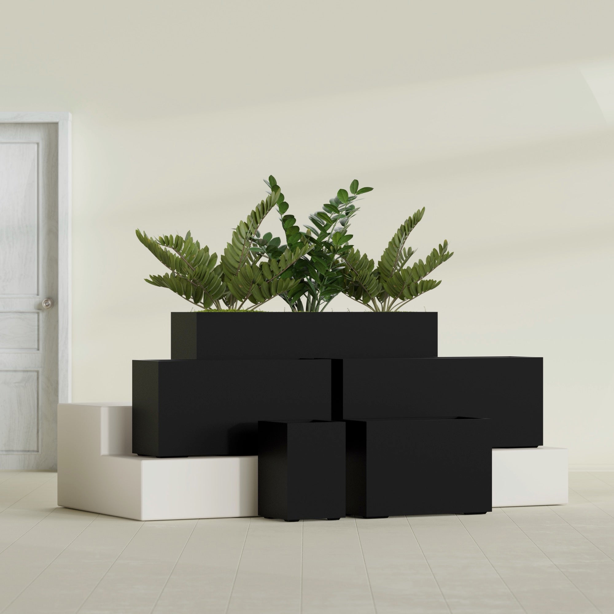 Tolga Extra Large Long Rectangle Fiberglass Planter - 72 in x 16 in x 24 in - Matte Black - Matte Black,72 in x 16 in x 24 in