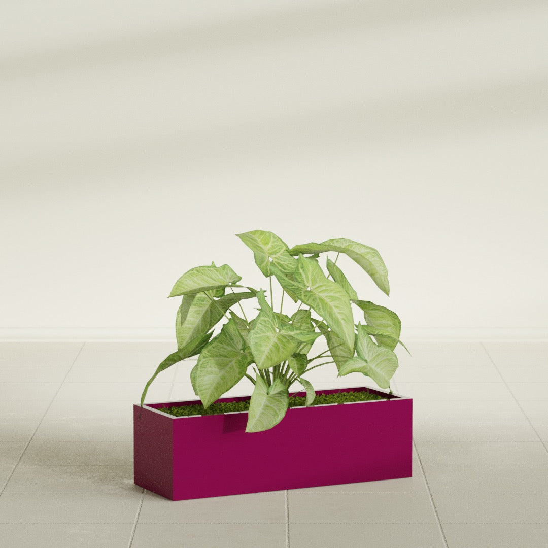 Reade Small Tabletop Rectangle Fiberglass Planter - 14 in x 5 in x 4.3 in - Gloss Eggplant - Gloss Eggplant,14 in x 5 in x 4.3 in
