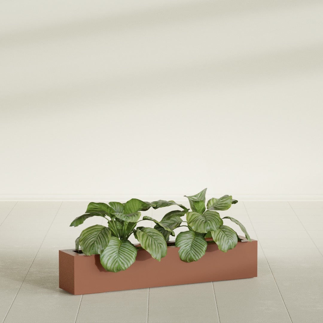 Salon Large Tall Rectangle Fiberglass Planter - 42 in x 8 in x 8 in - Matte Terracotta - Matte Terracotta,42 in x 8 in x 8 in