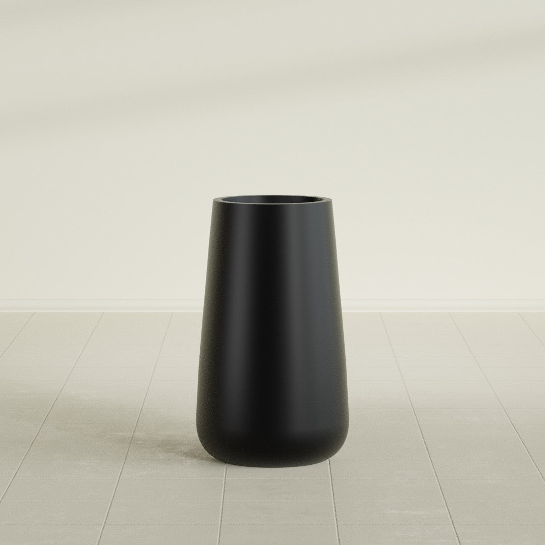 Saigon Large Tapered Round Planter - 16 in x 21 in x 36 in - Matte Black - Matte Black,16.4 in x 20.7 in x 36 in