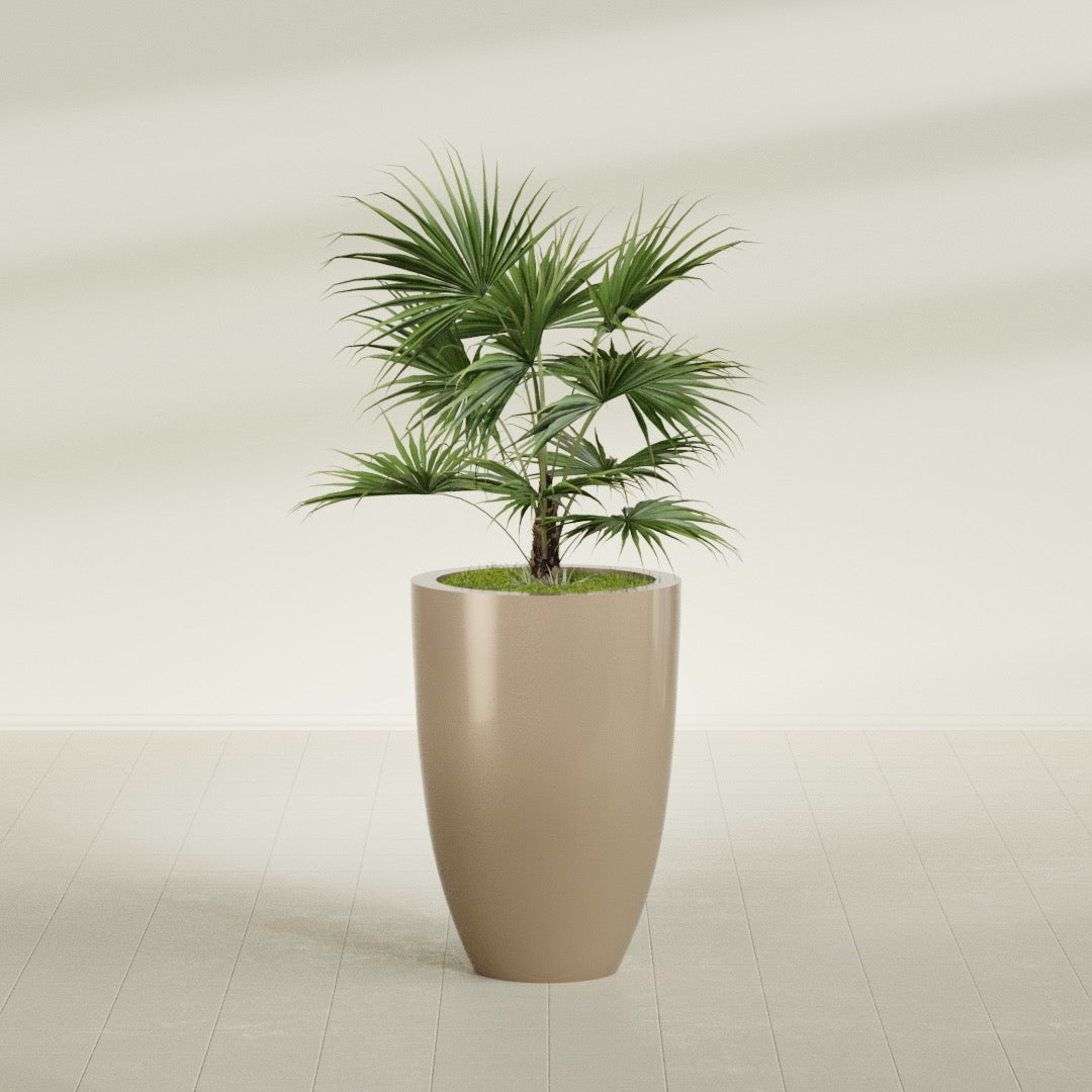 Brannan Large Round Fiberglass Planter - 24 in x 24 in x 35 in - Metallic Gold - Metallic Gold,24 in x 24 in x 35 in