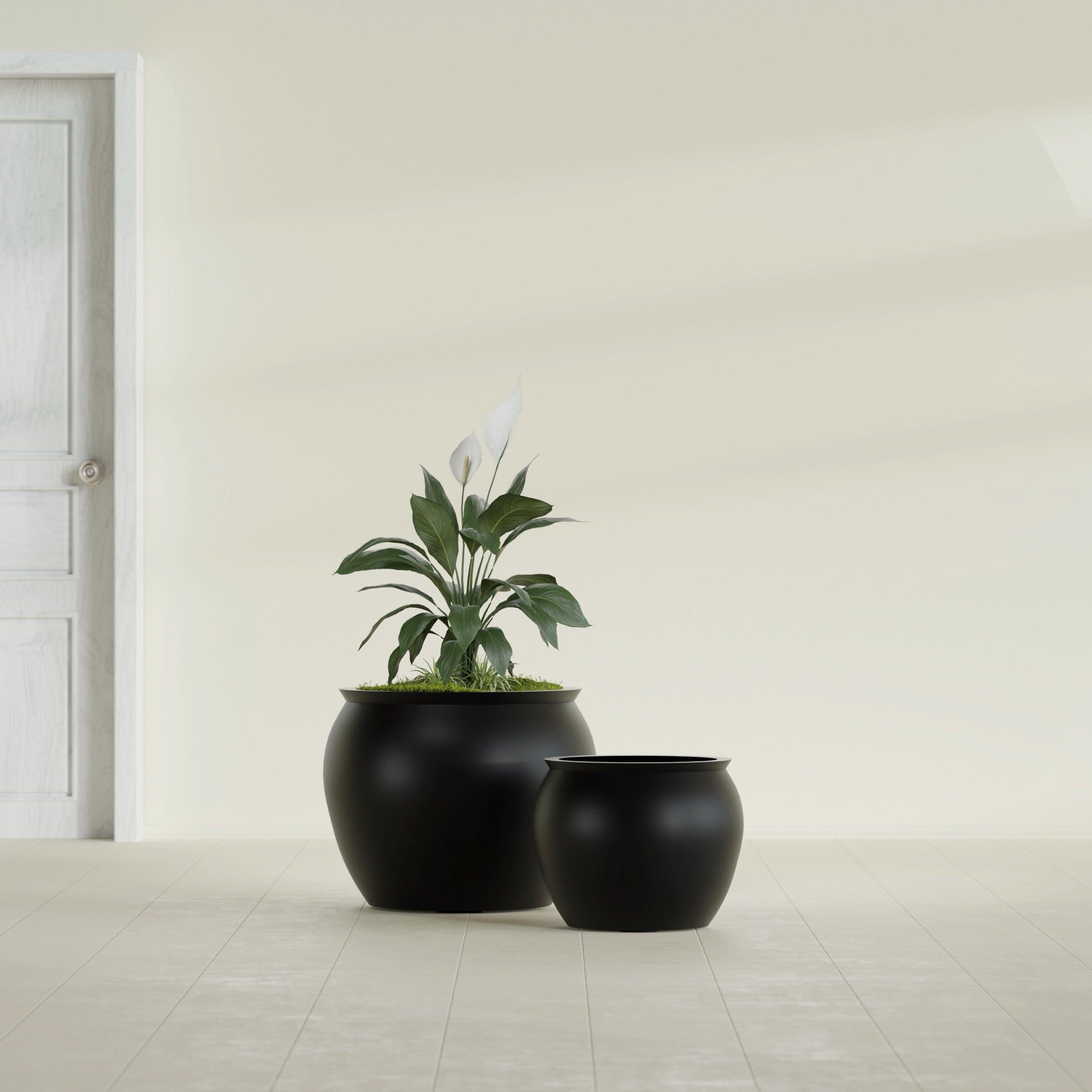 Fishbowl Small Round Fiberglass Planter - 16 in x 16 in x 14 in - Matte Black - Matte Black,16 in x 16 in x 14 in